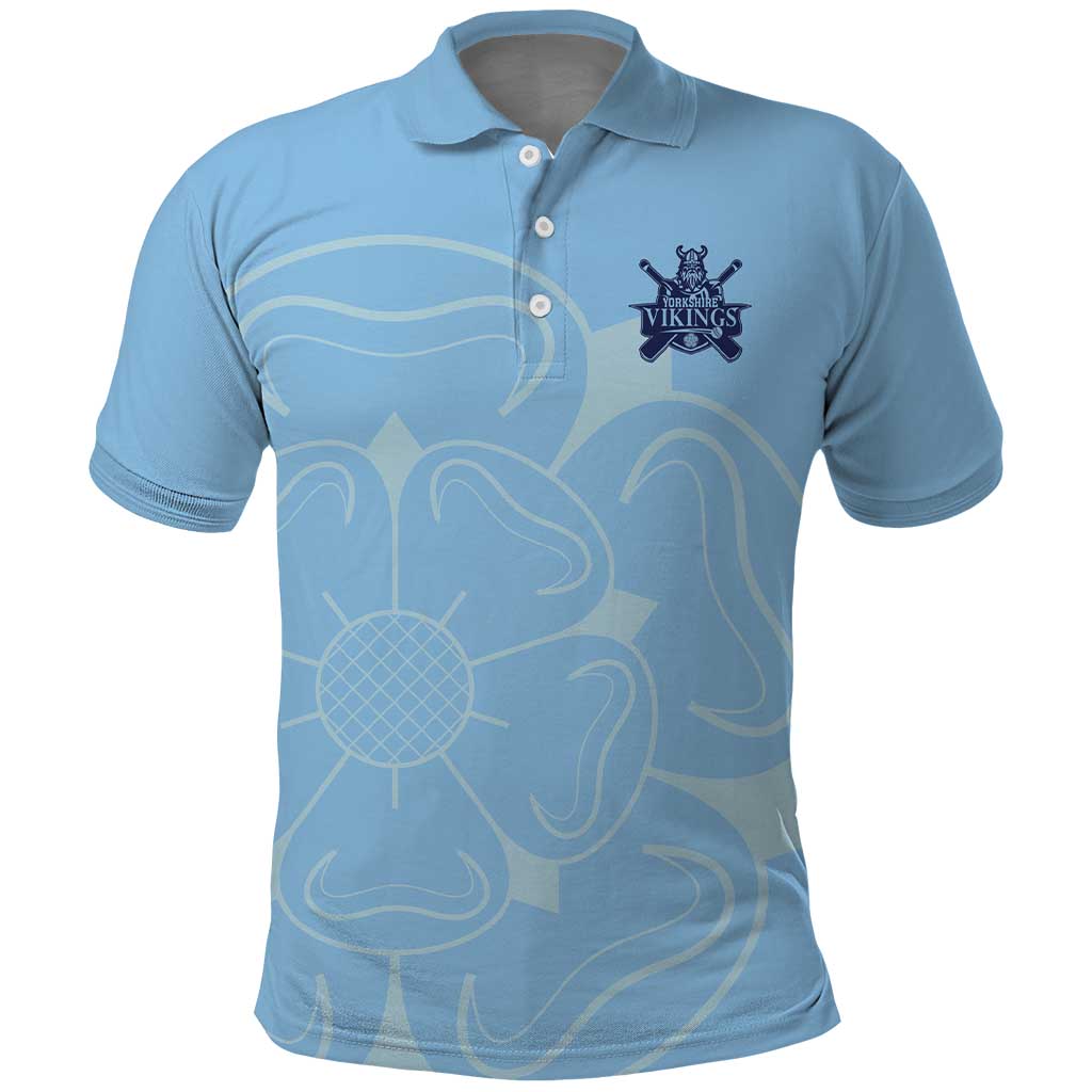 Custom Yorkshire Viking Spirit Polo Shirt White Rose of York Blue Version LT18
