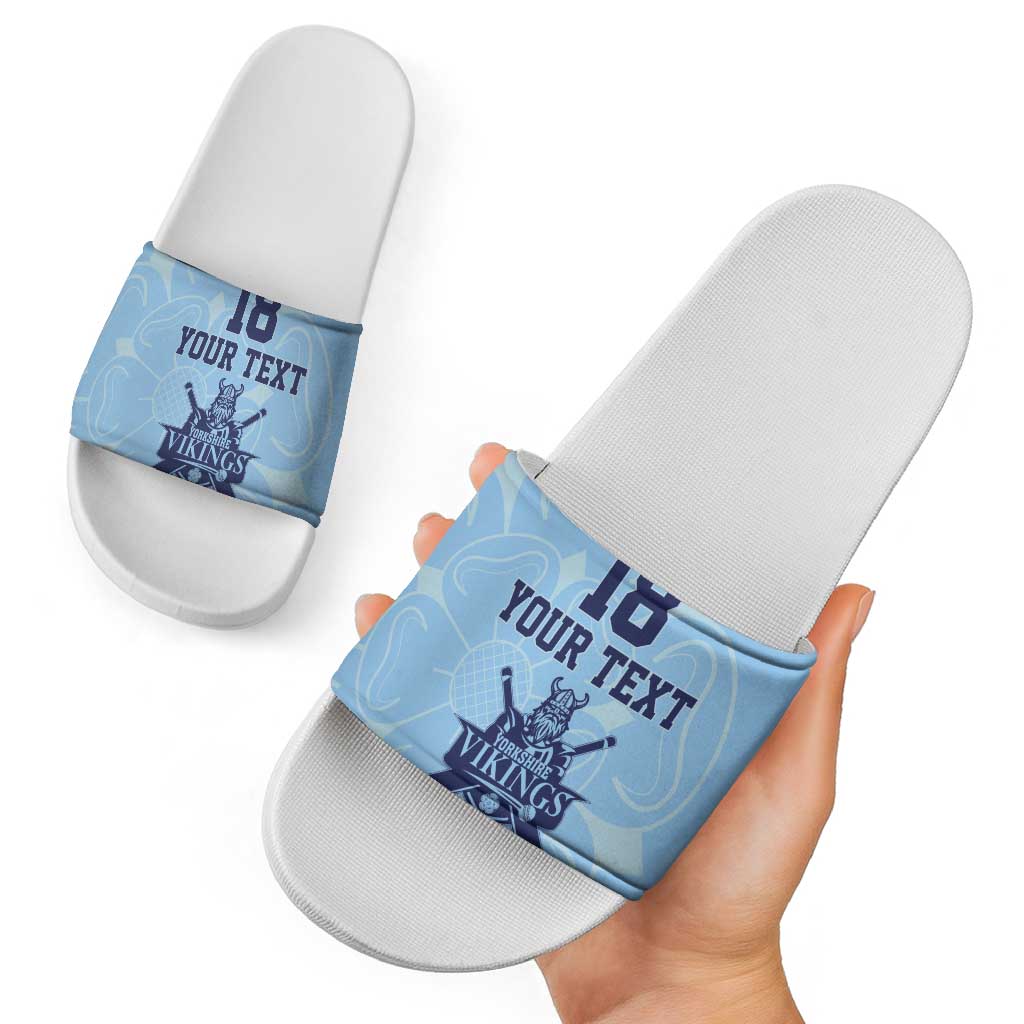 Custom Yorkshire Viking Spirit Slide Sandals White Rose of York Blue Version LT18