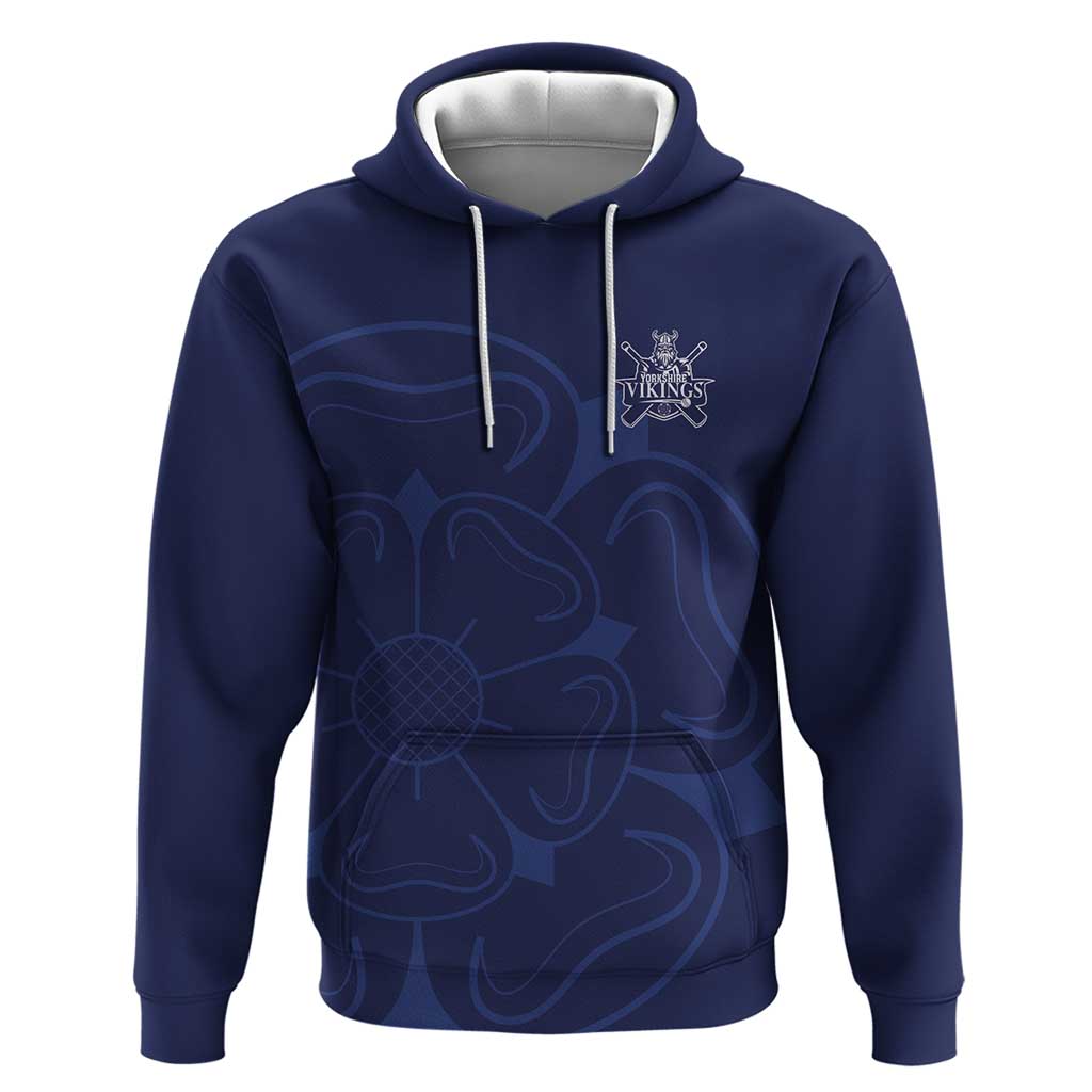 Custom Yorkshire Viking Spirit Hoodie White Rose of York Navy Version LT18