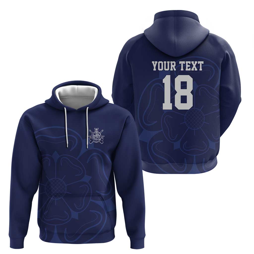 Custom Yorkshire Viking Spirit Hoodie White Rose of York Navy Version LT18