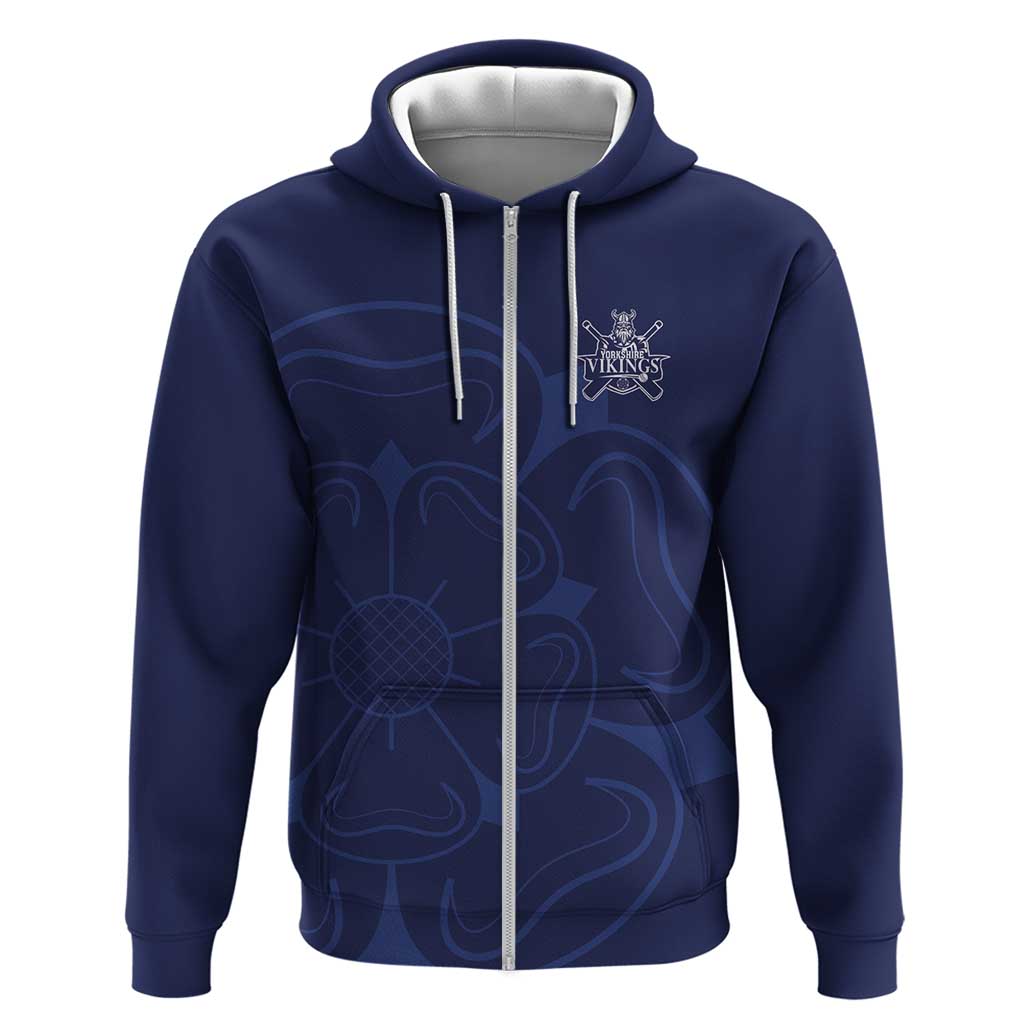 Custom Yorkshire Viking Spirit Hoodie White Rose of York Navy Version LT18