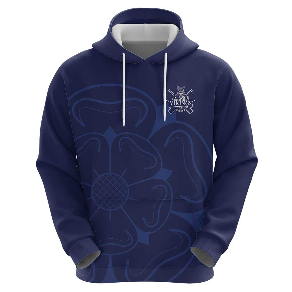 Custom Yorkshire Viking Spirit Hoodie White Rose of York Navy Version LT18