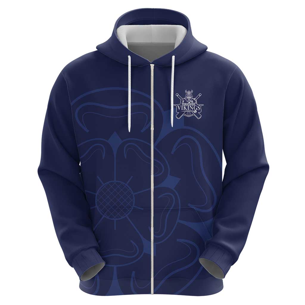 Custom Yorkshire Viking Spirit Hoodie White Rose of York Navy Version LT18