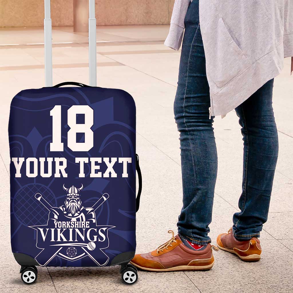 Custom Yorkshire Viking Spirit Luggage Cover White Rose of York Navy Version LT18