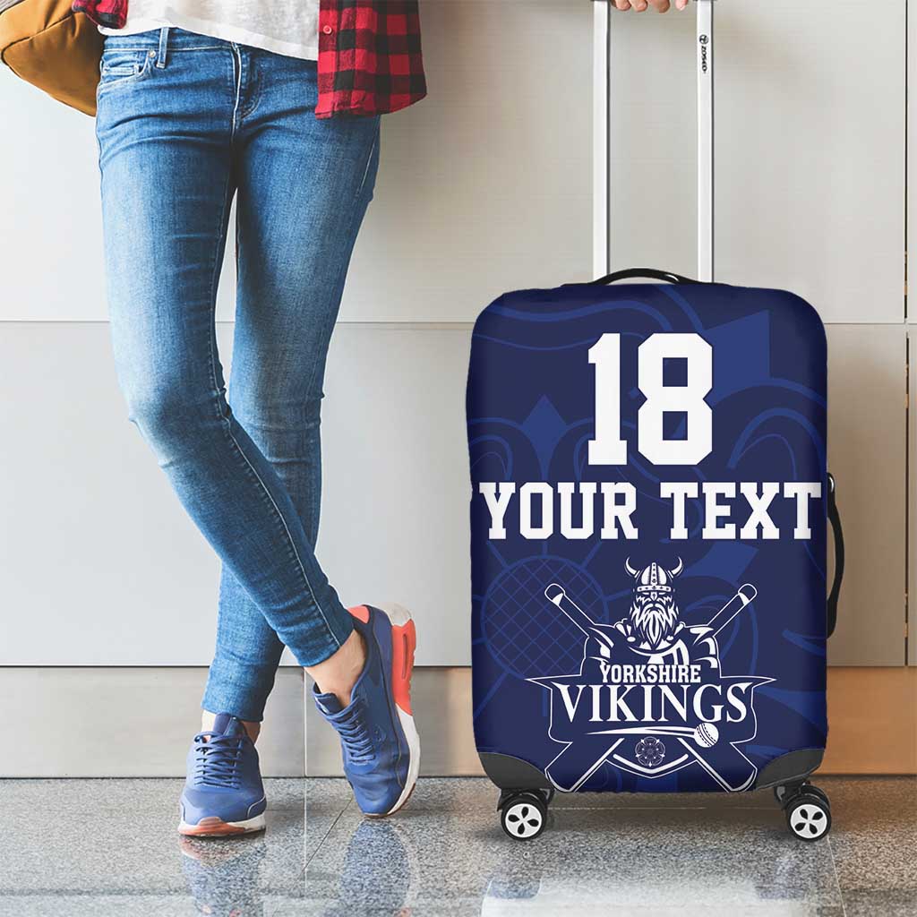 Custom Yorkshire Viking Spirit Luggage Cover White Rose of York Navy Version LT18