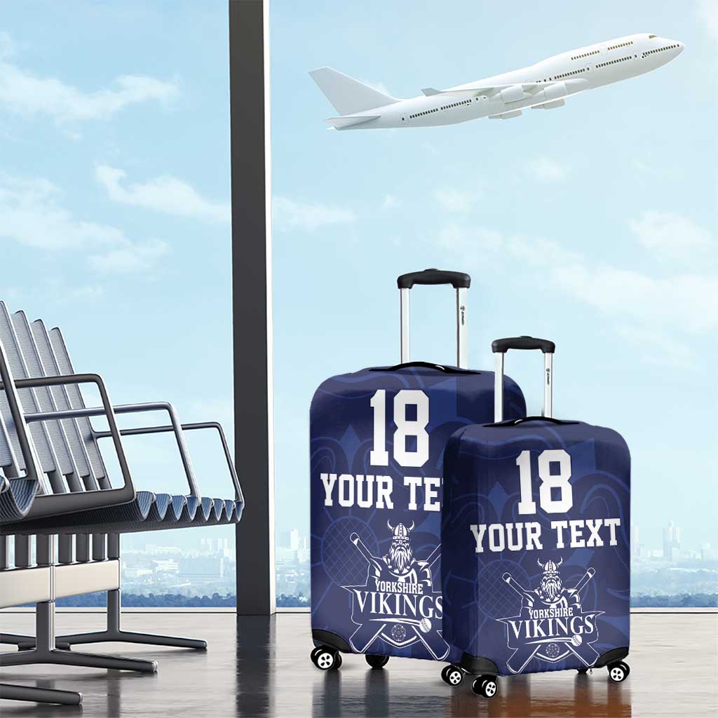 Custom Yorkshire Viking Spirit Luggage Cover White Rose of York Navy Version LT18