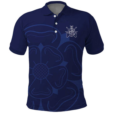 Custom Yorkshire Viking Spirit Polo Shirt White Rose of York Navy Version LT18