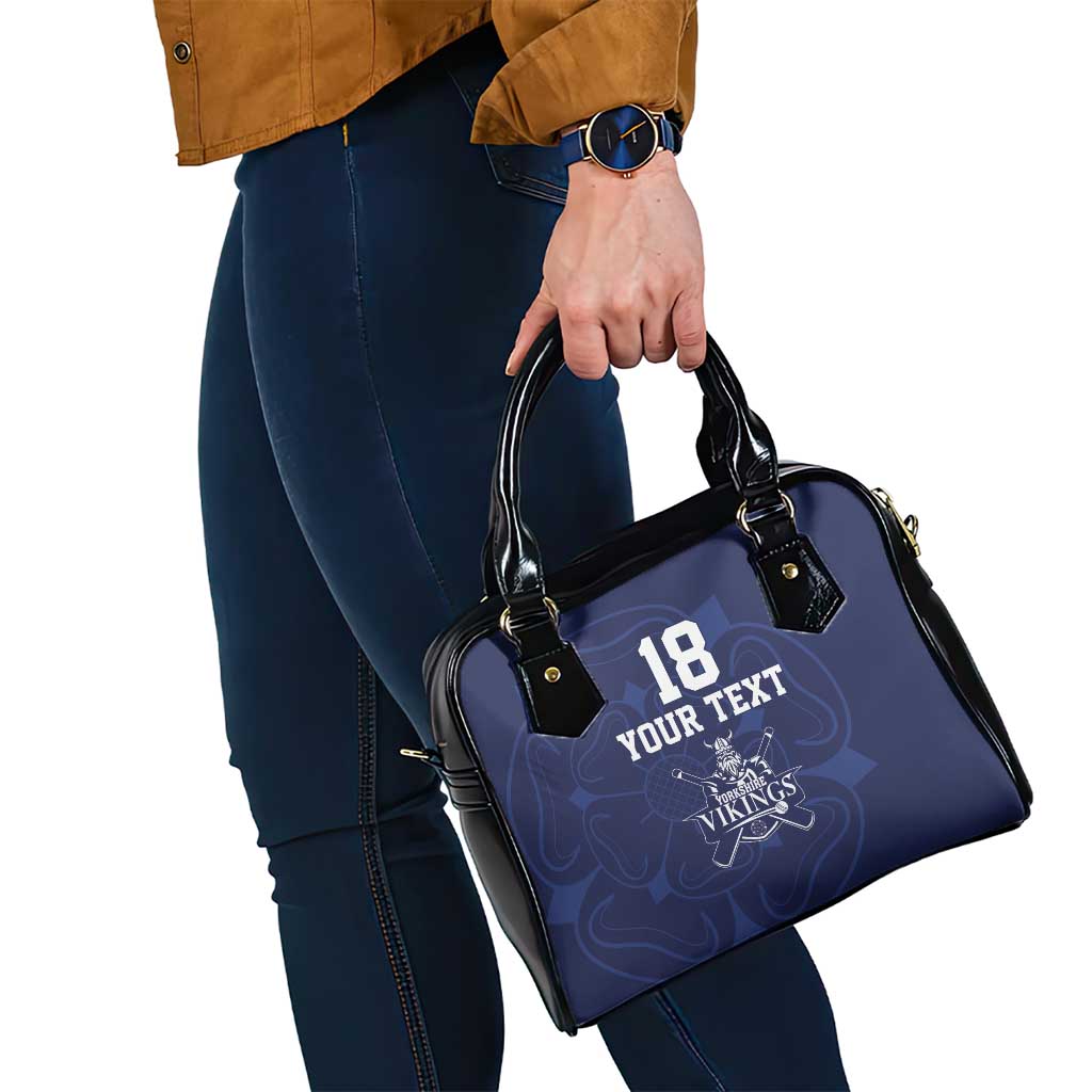 Custom Yorkshire Viking Spirit Shoulder Handbag White Rose of York Navy Version LT18