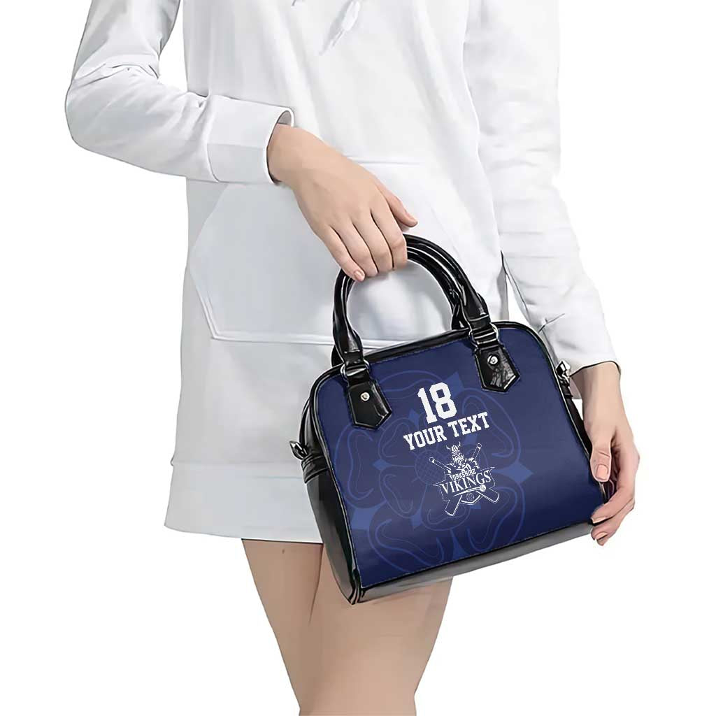 Custom Yorkshire Viking Spirit Shoulder Handbag White Rose of York Navy Version LT18