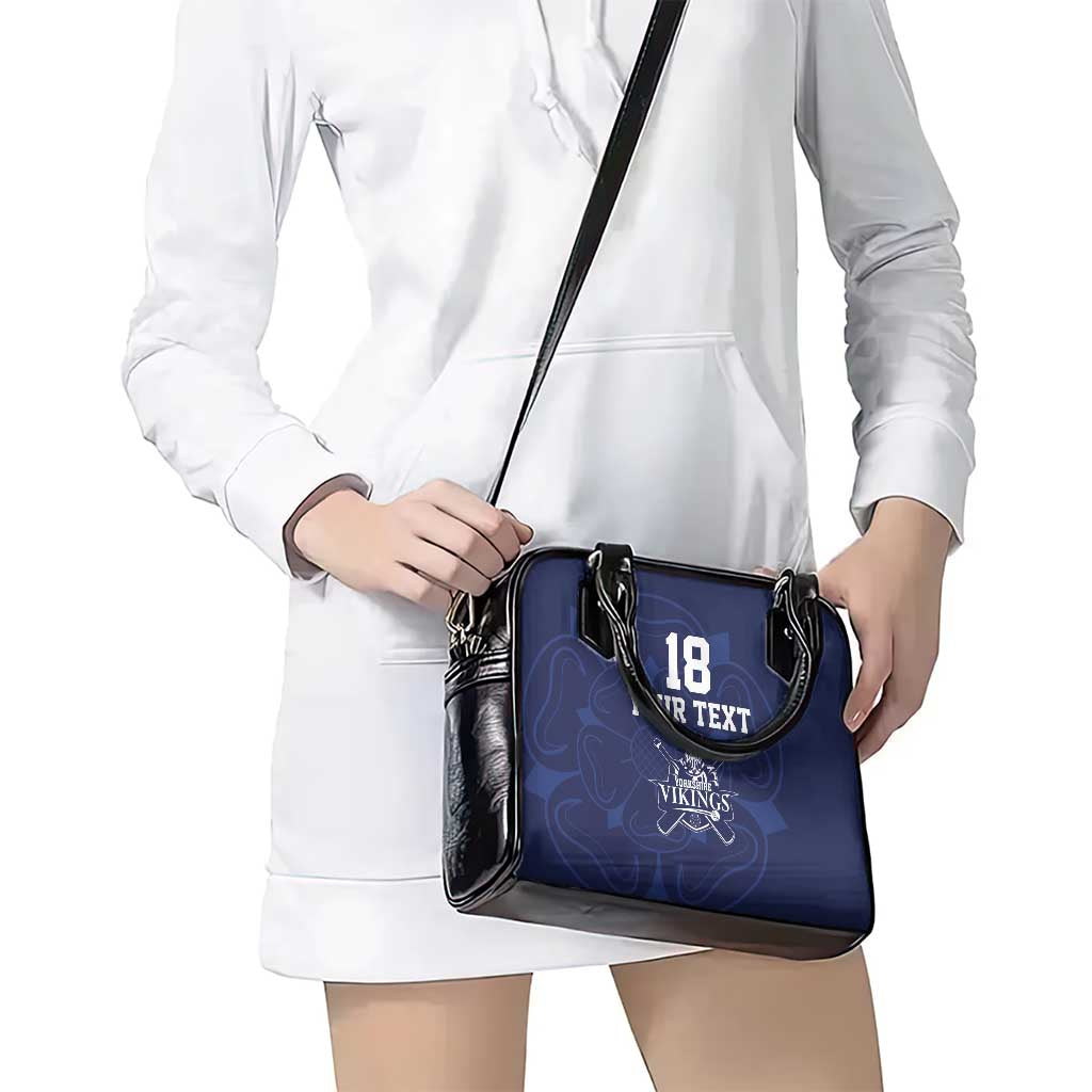 Custom Yorkshire Viking Spirit Shoulder Handbag White Rose of York Navy Version LT18