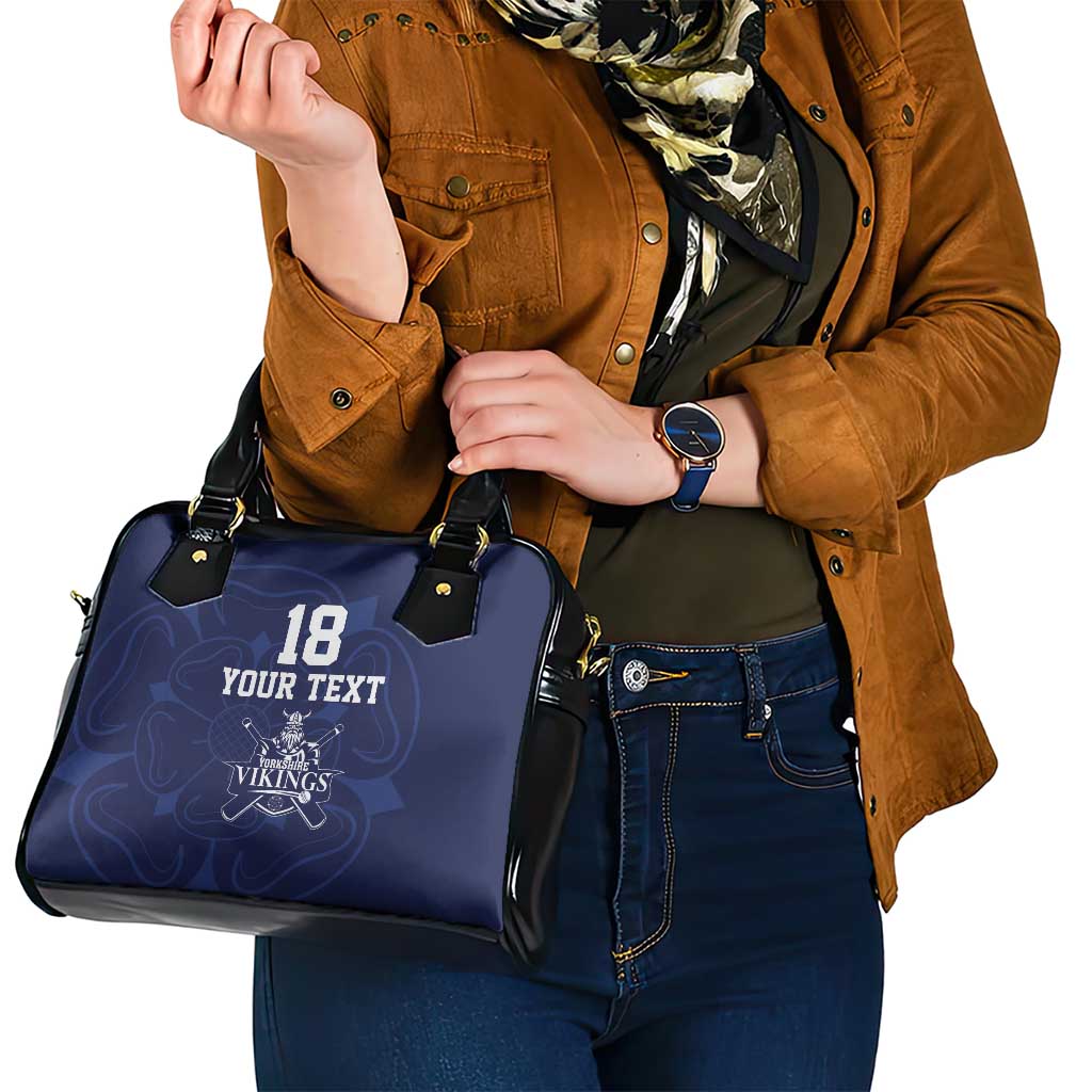 Custom Yorkshire Viking Spirit Shoulder Handbag White Rose of York Navy Version LT18