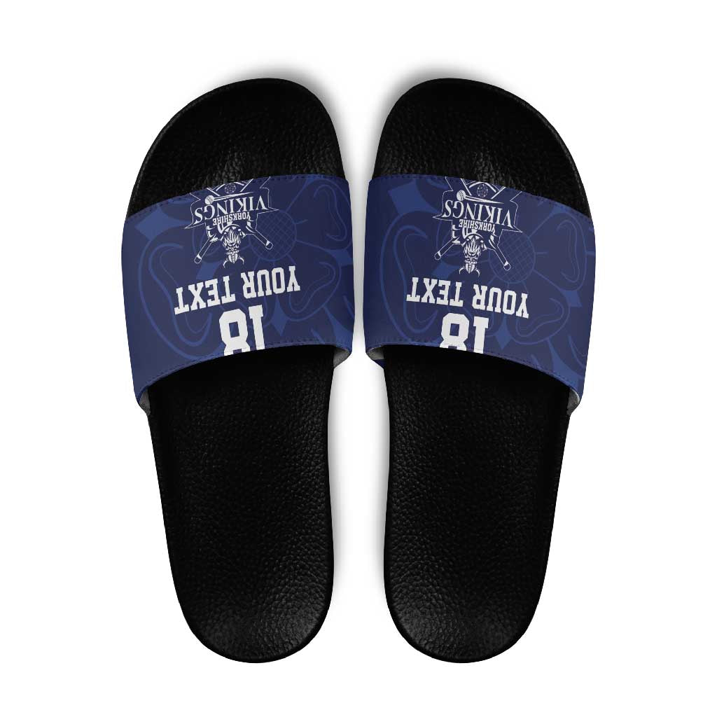 Custom Yorkshire Viking Spirit Slide Sandals White Rose of York Navy Version LT18