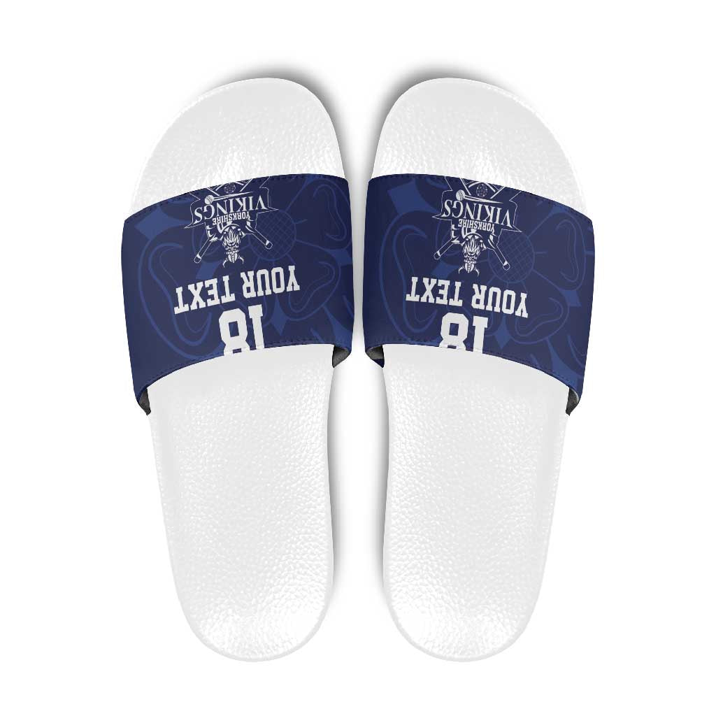 Custom Yorkshire Viking Spirit Slide Sandals White Rose of York Navy Version LT18