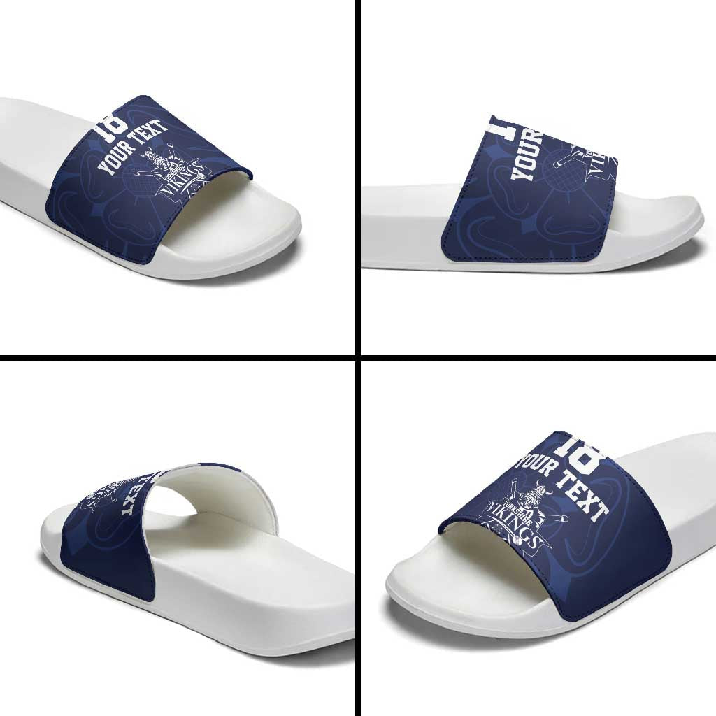 Custom Yorkshire Viking Spirit Slide Sandals White Rose of York Navy Version LT18