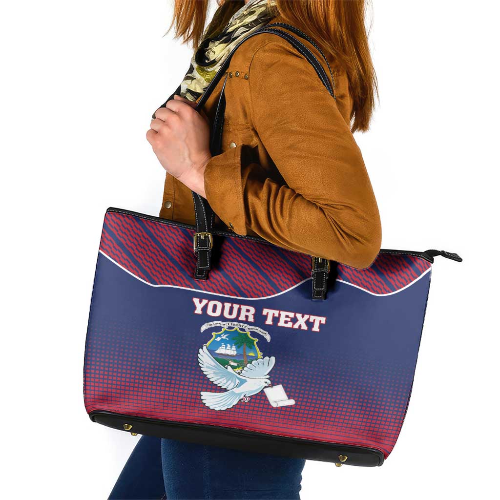 Personalized Liberia White Dove With A Scroll Leather Tote Bag Coat Of Arms LT18