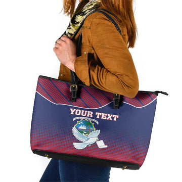 Personalized Liberia White Dove With A Scroll Leather Tote Bag Coat Of Arms LT18