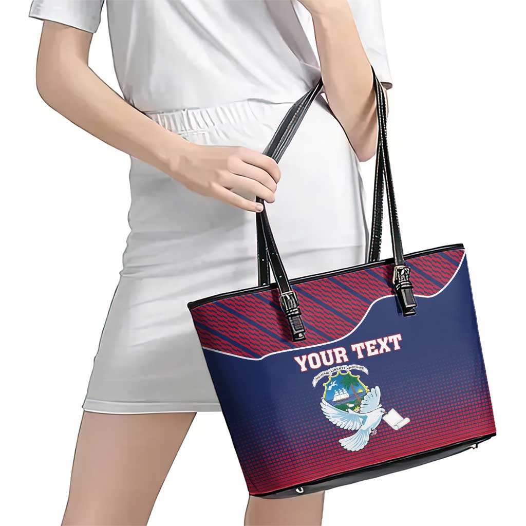 Personalized Liberia White Dove With A Scroll Leather Tote Bag Coat Of Arms LT18