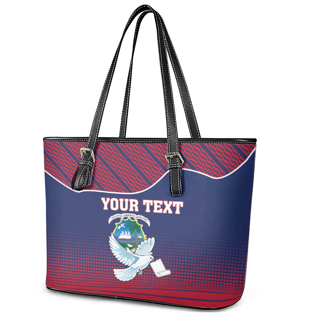 Personalized Liberia White Dove With A Scroll Leather Tote Bag Coat Of Arms LT18