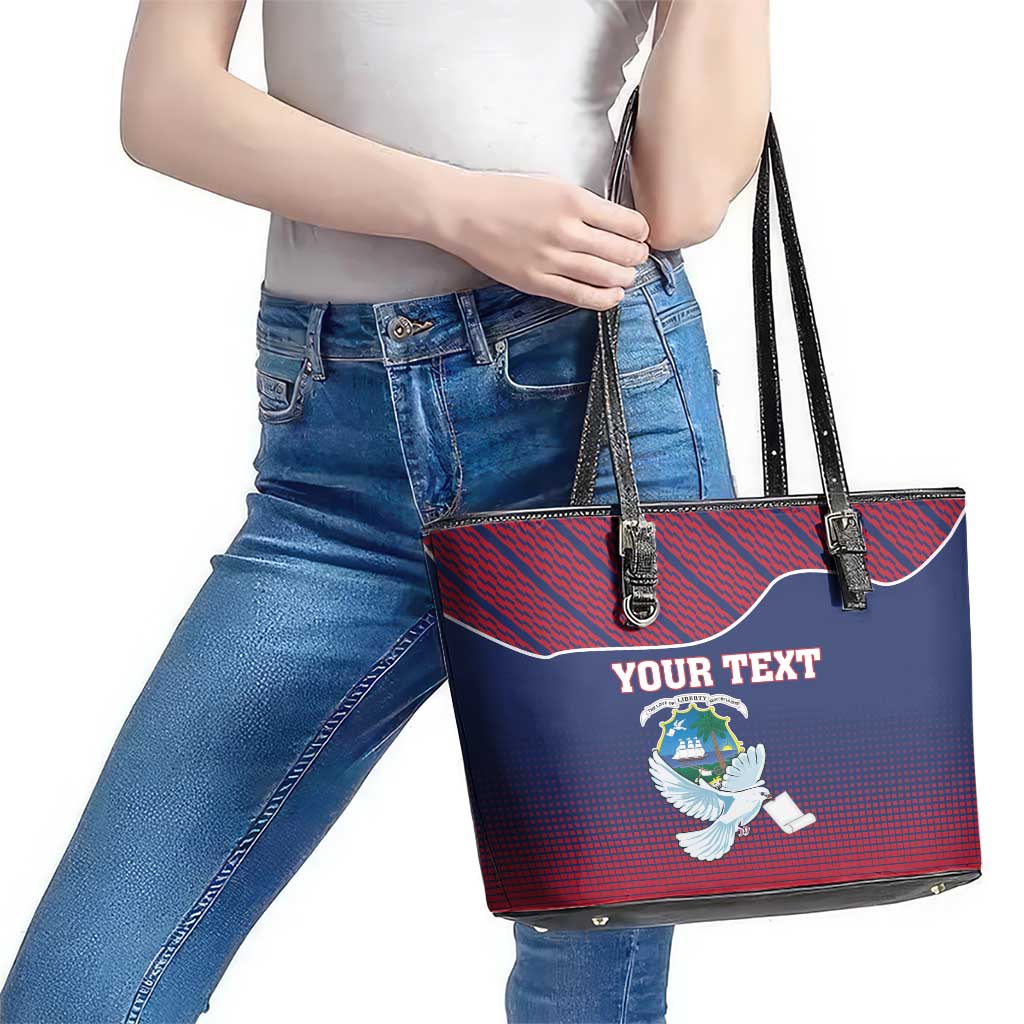 Personalized Liberia White Dove With A Scroll Leather Tote Bag Coat Of Arms LT18