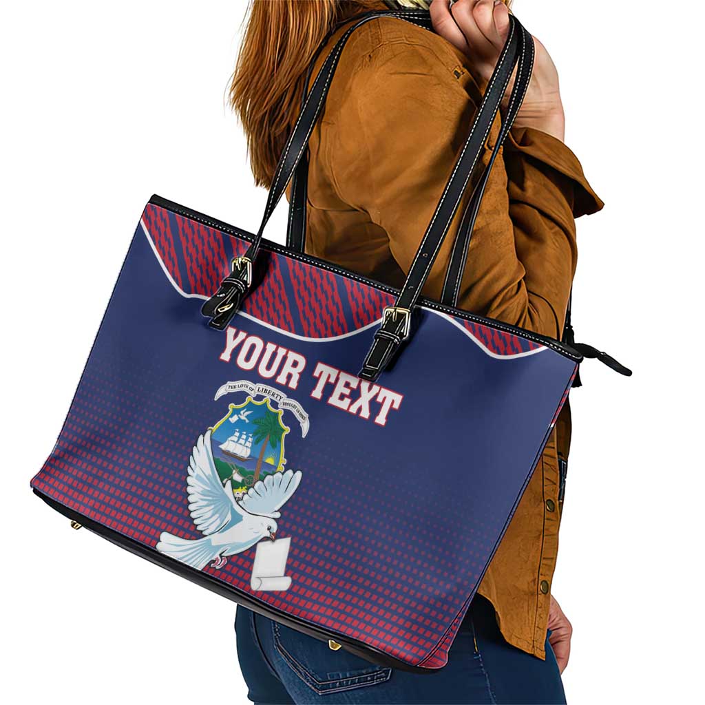 Personalized Liberia White Dove With A Scroll Leather Tote Bag Coat Of Arms LT18