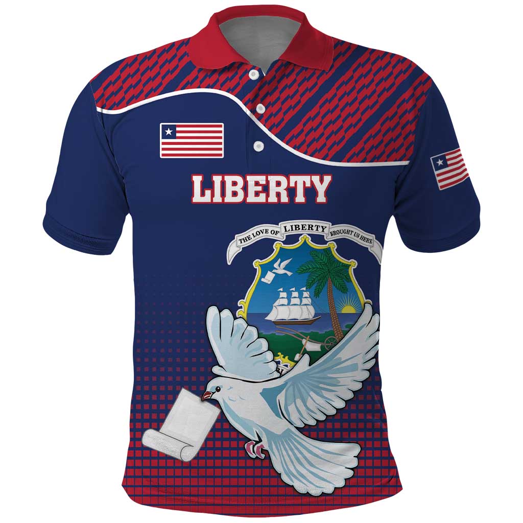 Personalized Liberia White Dove With A Scroll Polo Shirt Coat Of Arms LT18