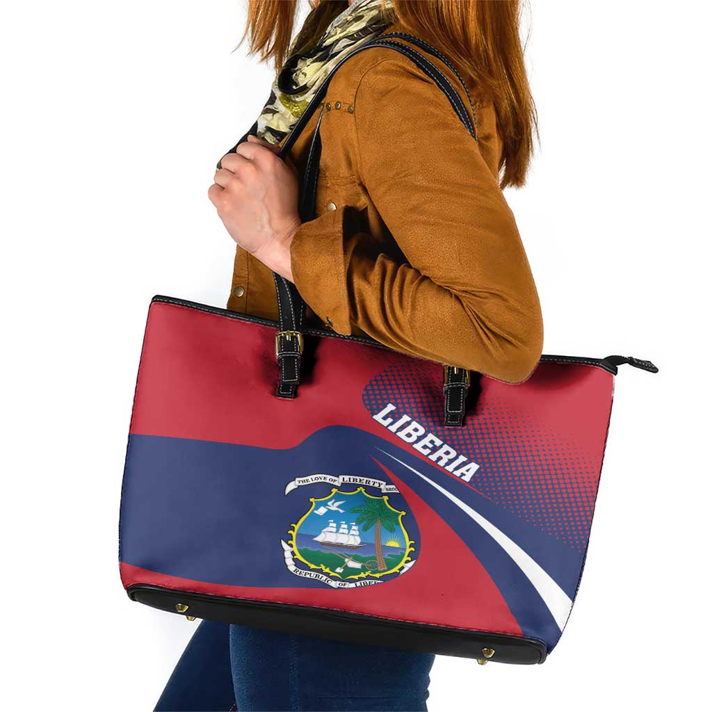 Liberia Coat Of Arms Leather Tote Bag Red Version LT18