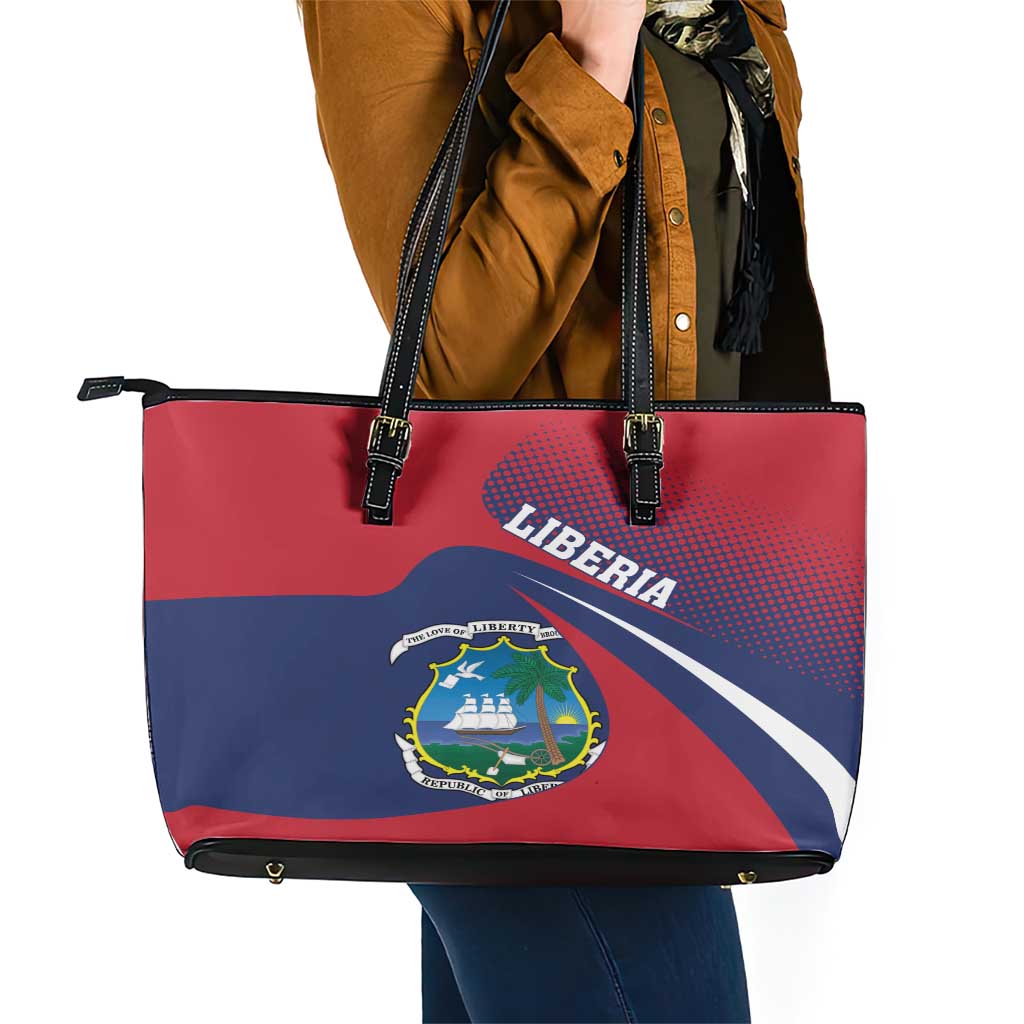 Liberia Coat Of Arms Leather Tote Bag Red Version LT18