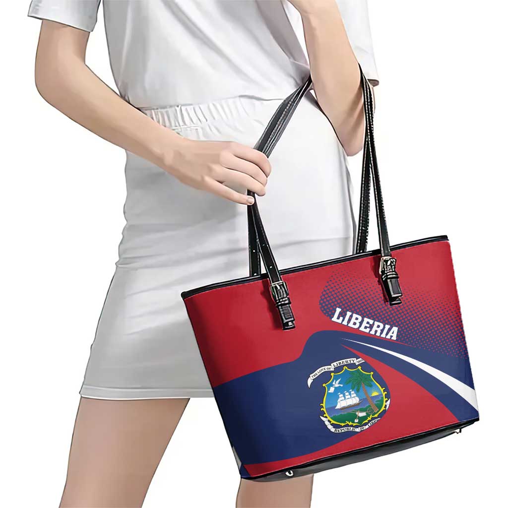 Liberia Coat Of Arms Leather Tote Bag Red Version LT18