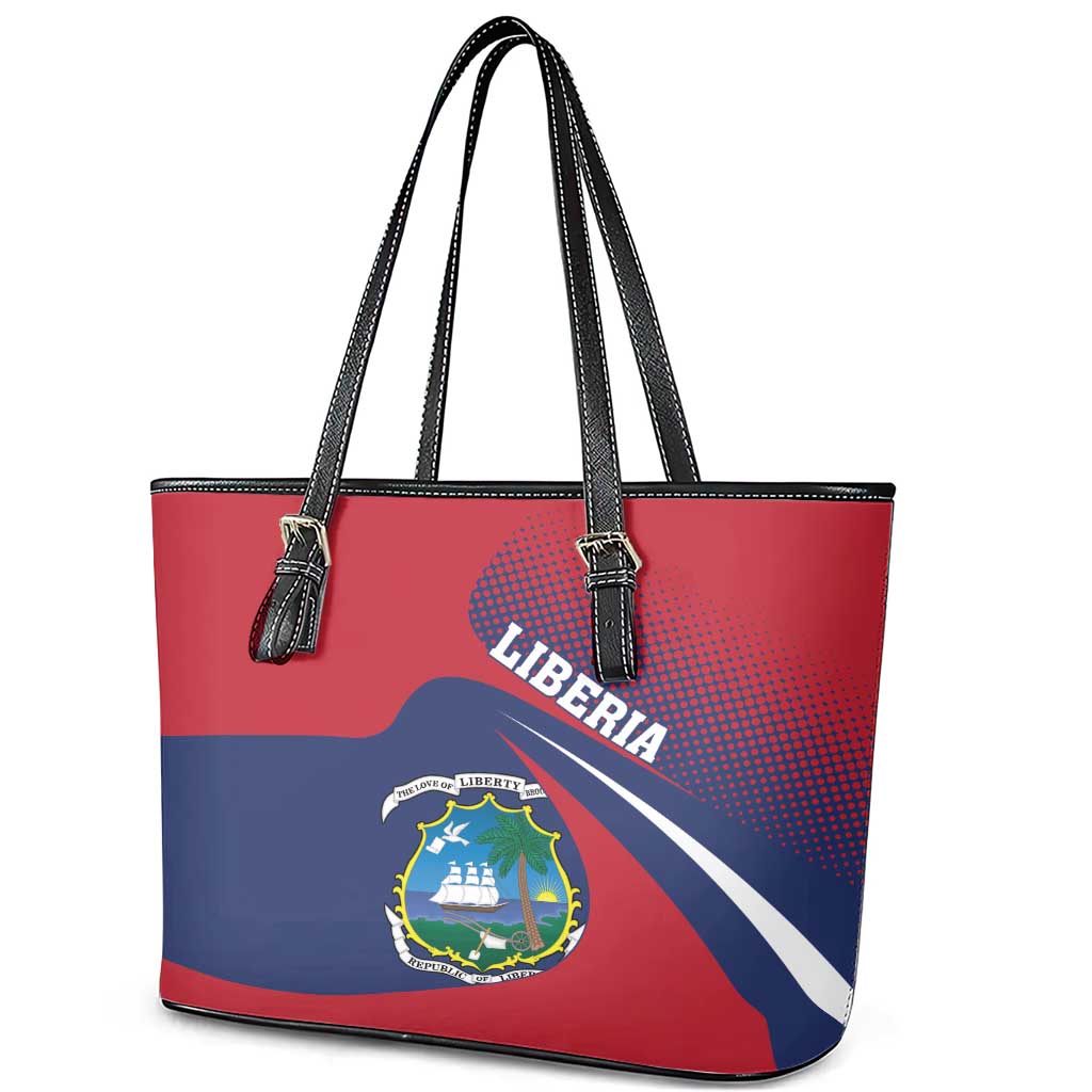 Liberia Coat Of Arms Leather Tote Bag Red Version LT18