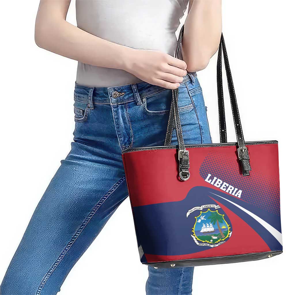 Liberia Coat Of Arms Leather Tote Bag Red Version LT18