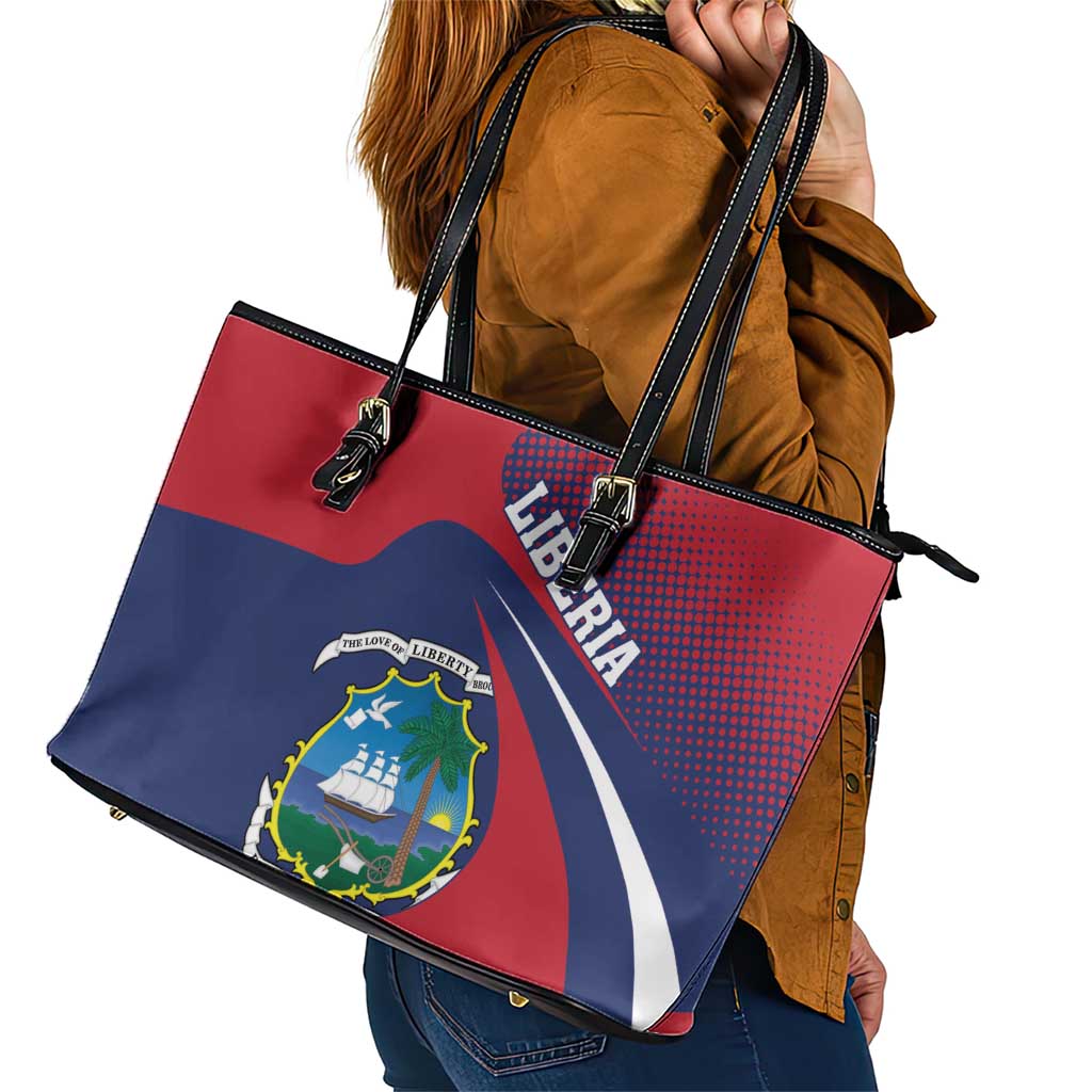 Liberia Coat Of Arms Leather Tote Bag Red Version LT18