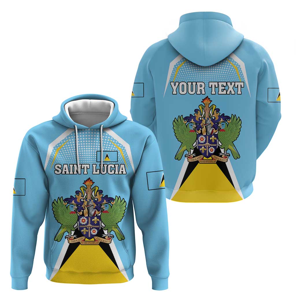 Personalized Saint Lucia Coat Of Arms Hoodie Sent Lisi Flag Style LT18