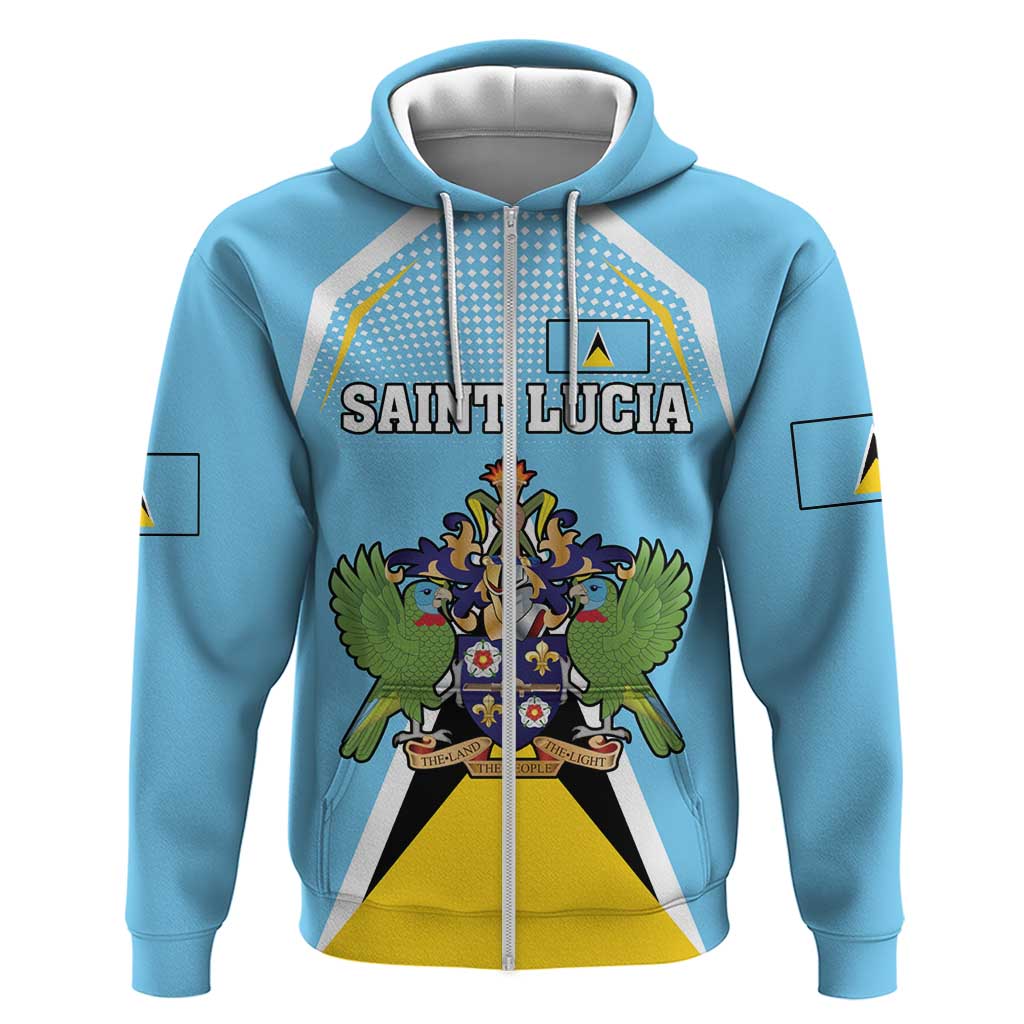 Personalized Saint Lucia Coat Of Arms Hoodie Sent Lisi Flag Style LT18