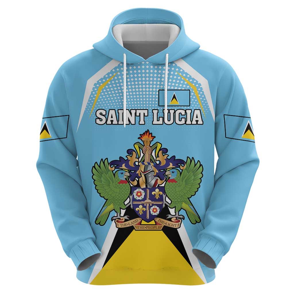 Personalized Saint Lucia Coat Of Arms Hoodie Sent Lisi Flag Style LT18