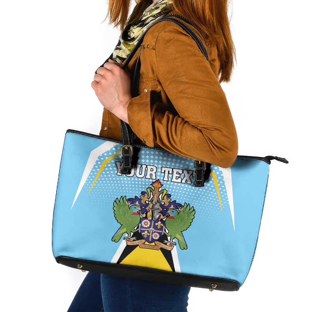 Personalized Saint Lucia Coat Of Arms Leather Tote Bag Sent Lisi Flag Style LT18