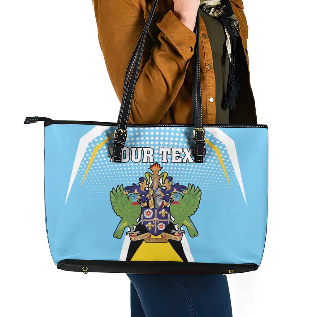 Personalized Saint Lucia Coat Of Arms Leather Tote Bag Sent Lisi Flag Style LT18