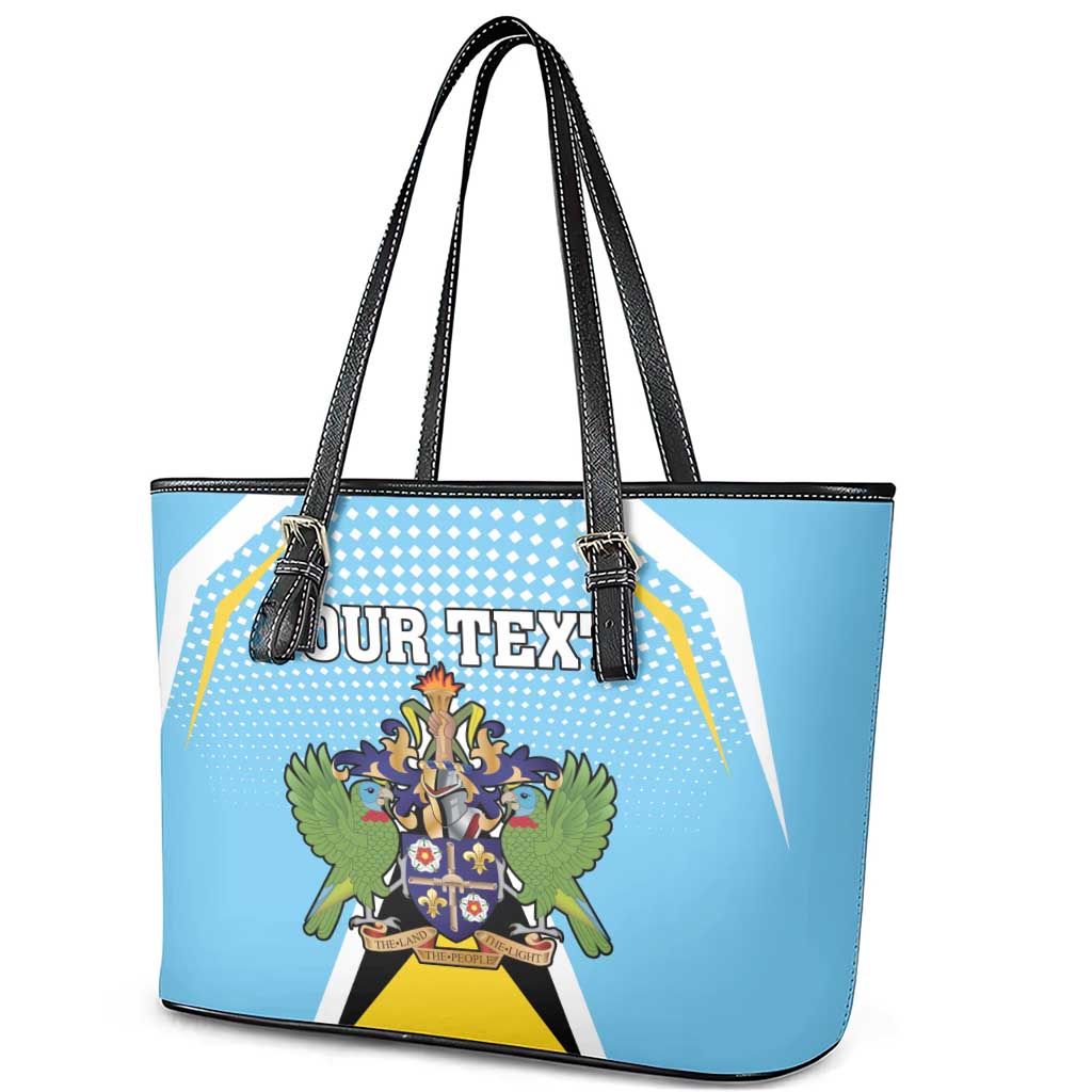 Personalized Saint Lucia Coat Of Arms Leather Tote Bag Sent Lisi Flag Style LT18