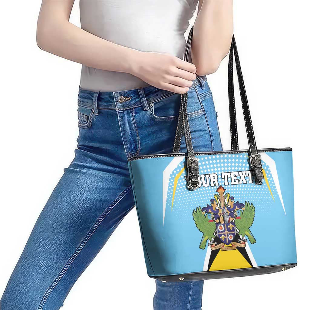 Personalized Saint Lucia Coat Of Arms Leather Tote Bag Sent Lisi Flag Style LT18