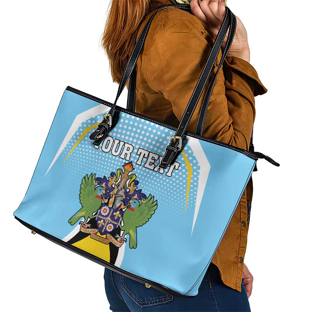 Personalized Saint Lucia Coat Of Arms Leather Tote Bag Sent Lisi Flag Style LT18