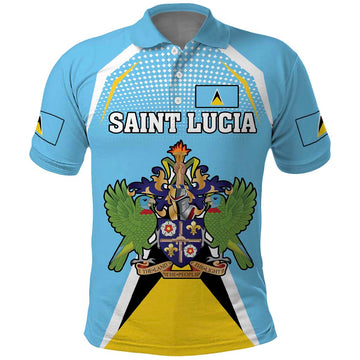 Personalized Saint Lucia Coat Of Arms Polo Shirt Sent Lisi Flag Style LT18