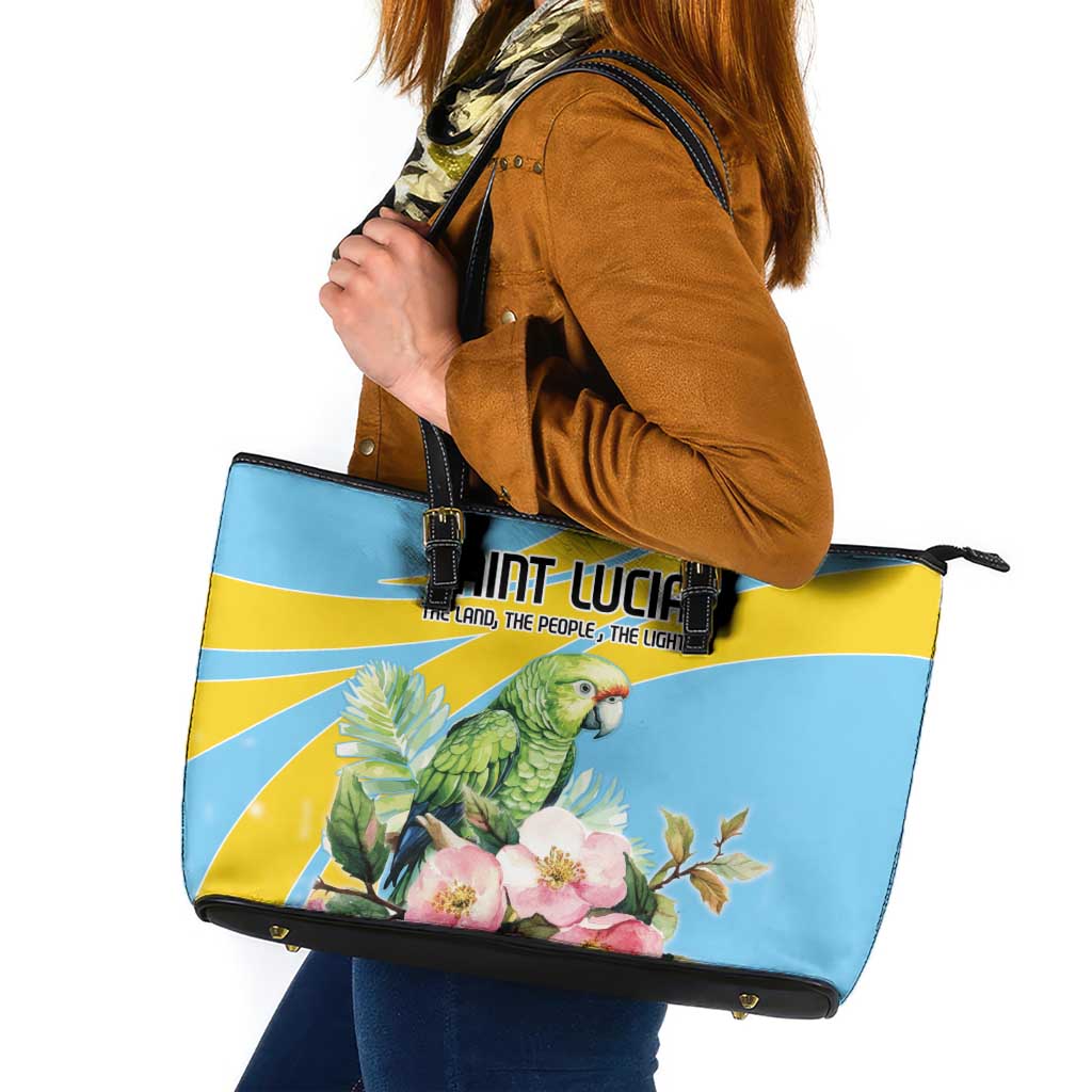 Saint Lucia Rosa Rubiginosa Leather Tote Bag With Sent Lisi Parrot LT18