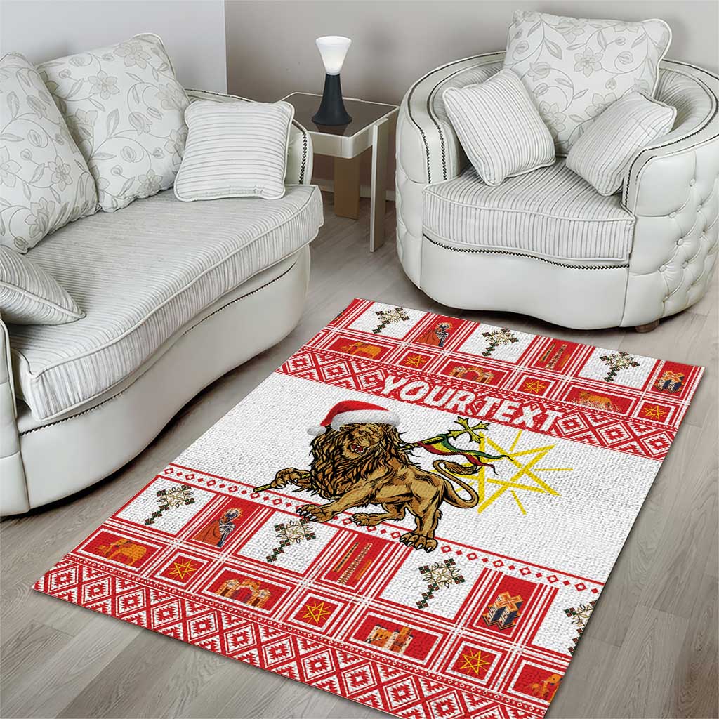 Personalized Ethiopia Melikam Gena Area Rug Merry Christmas Lion of Judah LT18