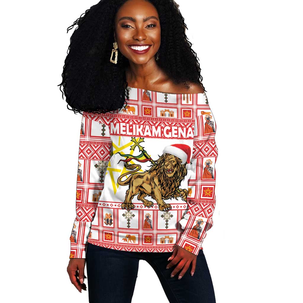 Personalized Ethiopia Melikam Gena Off Shoulder Sweater Merry Christmas Lion of Judah LT18