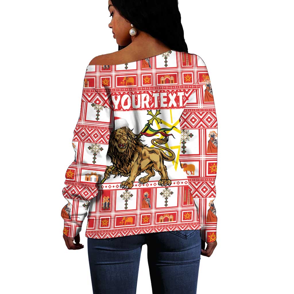 Personalized Ethiopia Melikam Gena Off Shoulder Sweater Merry Christmas Lion of Judah LT18
