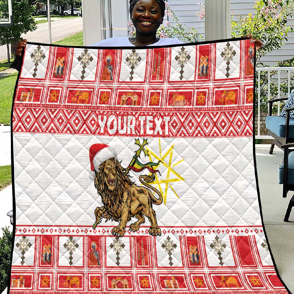 Personalized Ethiopia Melikam Gena Quilt Merry Christmas Lion of Judah LT18