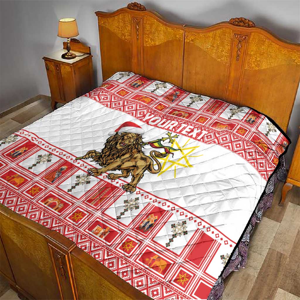 Personalized Ethiopia Melikam Gena Quilt Merry Christmas Lion of Judah LT18