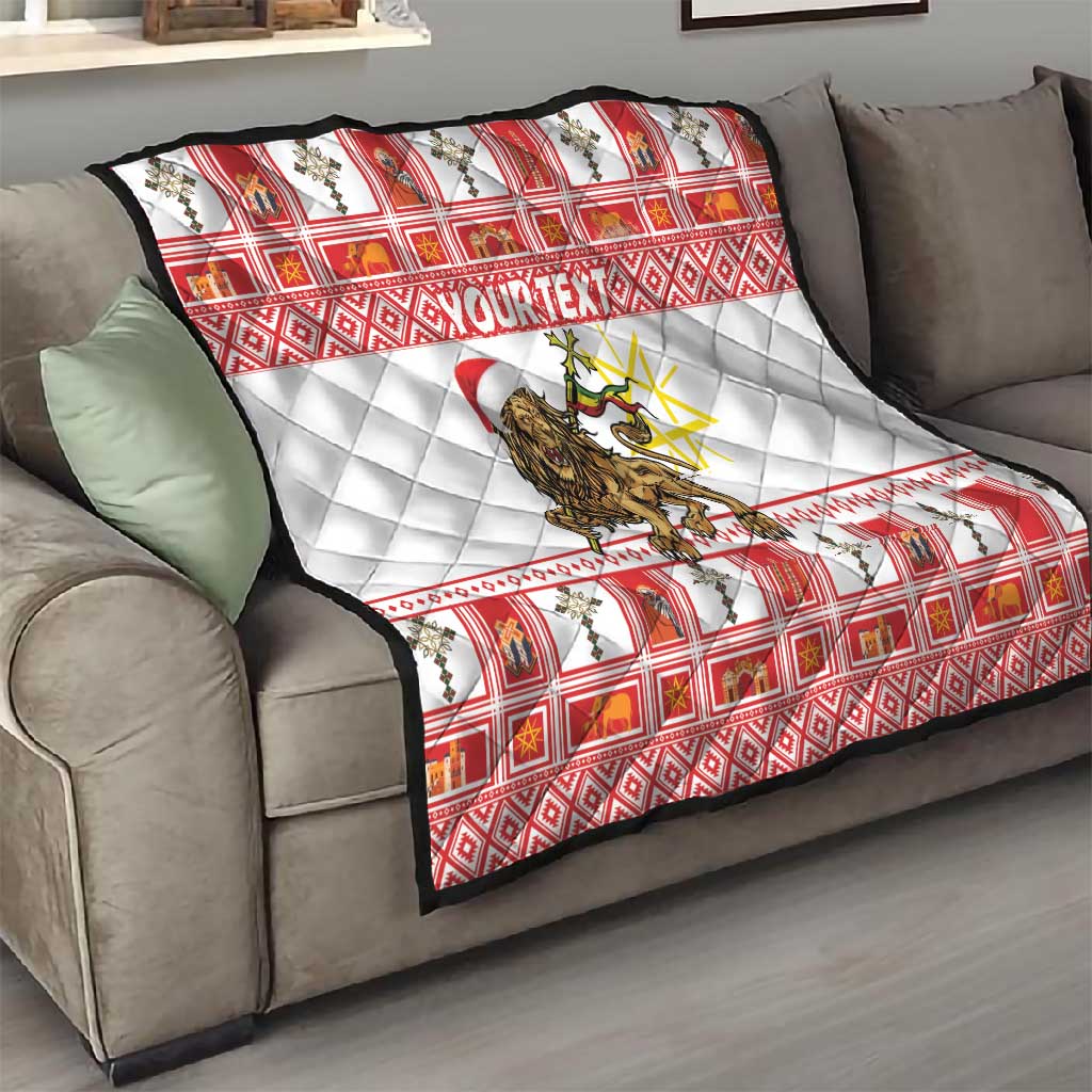Personalized Ethiopia Melikam Gena Quilt Merry Christmas Lion of Judah LT18