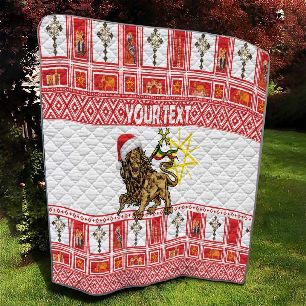 Personalized Ethiopia Melikam Gena Quilt Merry Christmas Lion of Judah LT18