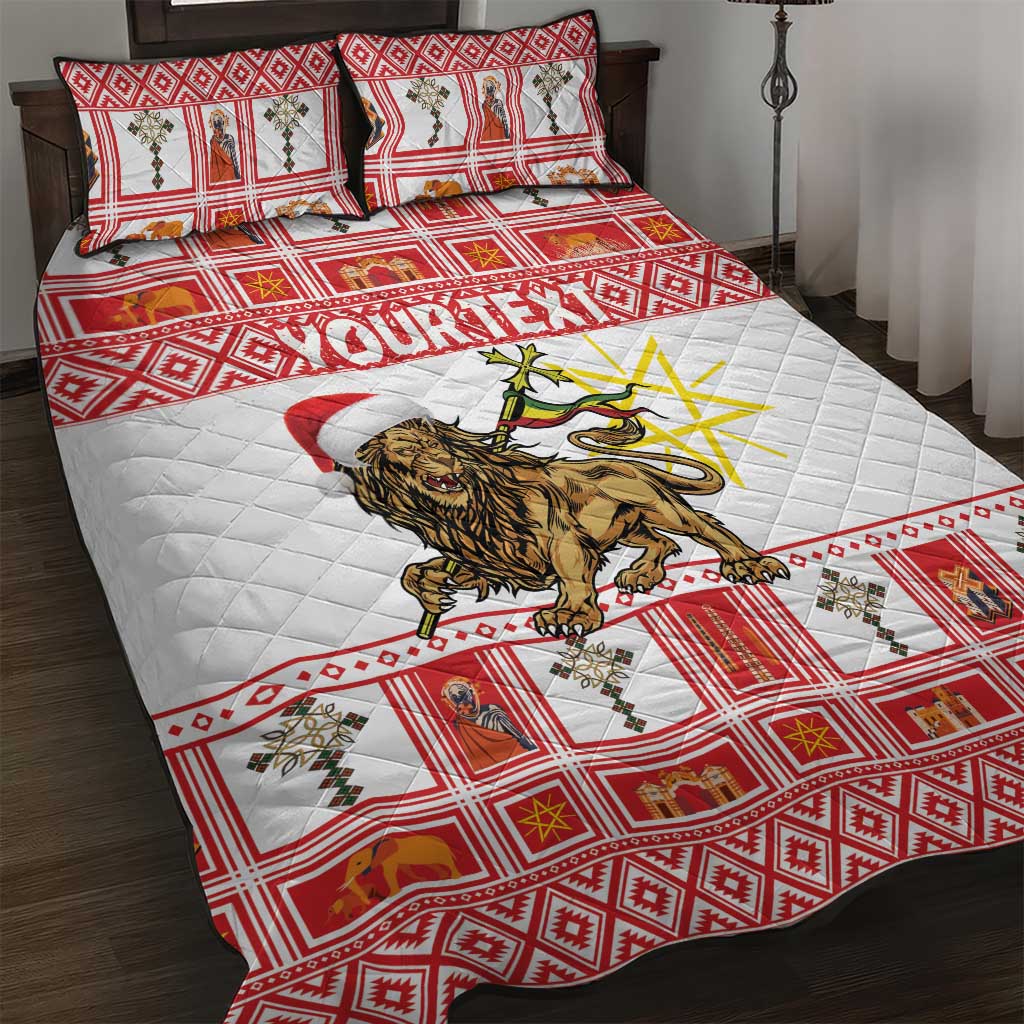 Personalized Ethiopia Melikam Gena Quilt Bed Set Merry Christmas Lion of Judah LT18