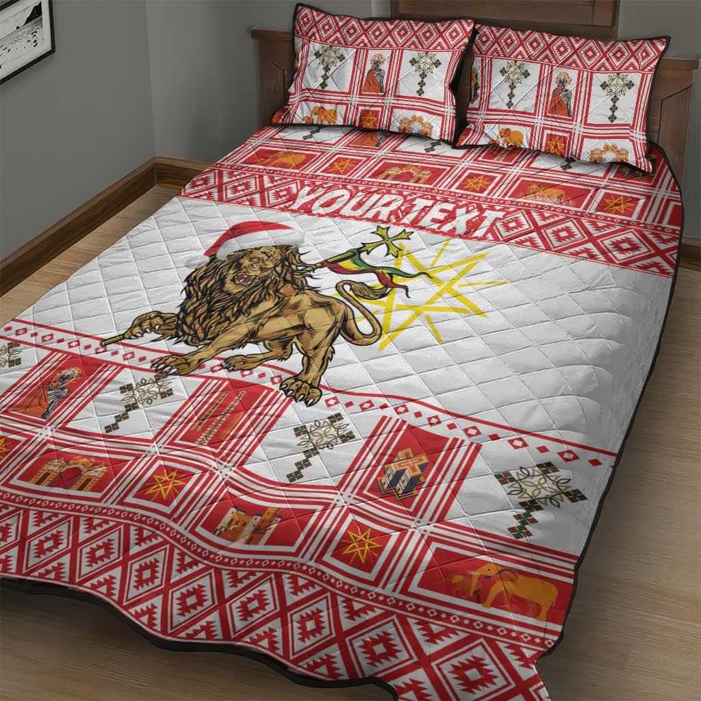 Personalized Ethiopia Melikam Gena Quilt Bed Set Merry Christmas Lion of Judah LT18